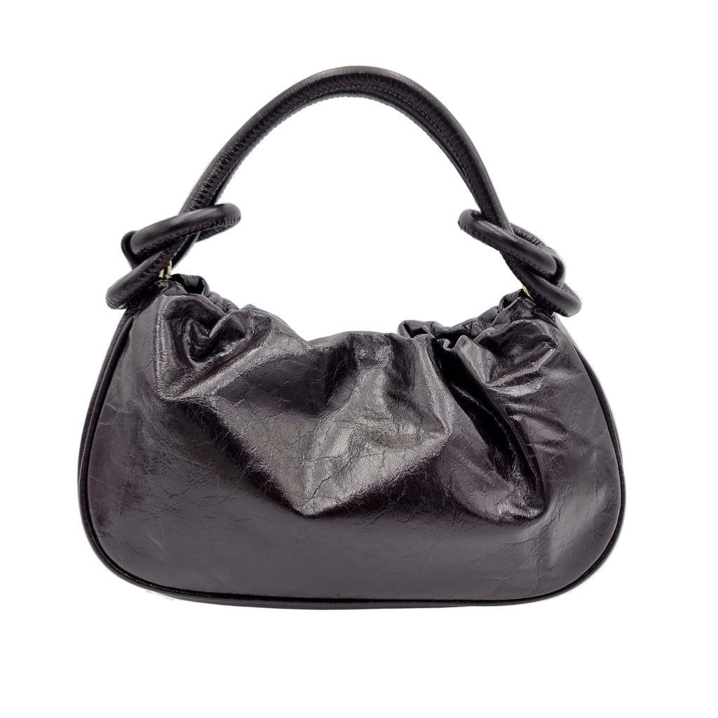 Premium real leather satchel handbag crossbody bag deep red brown