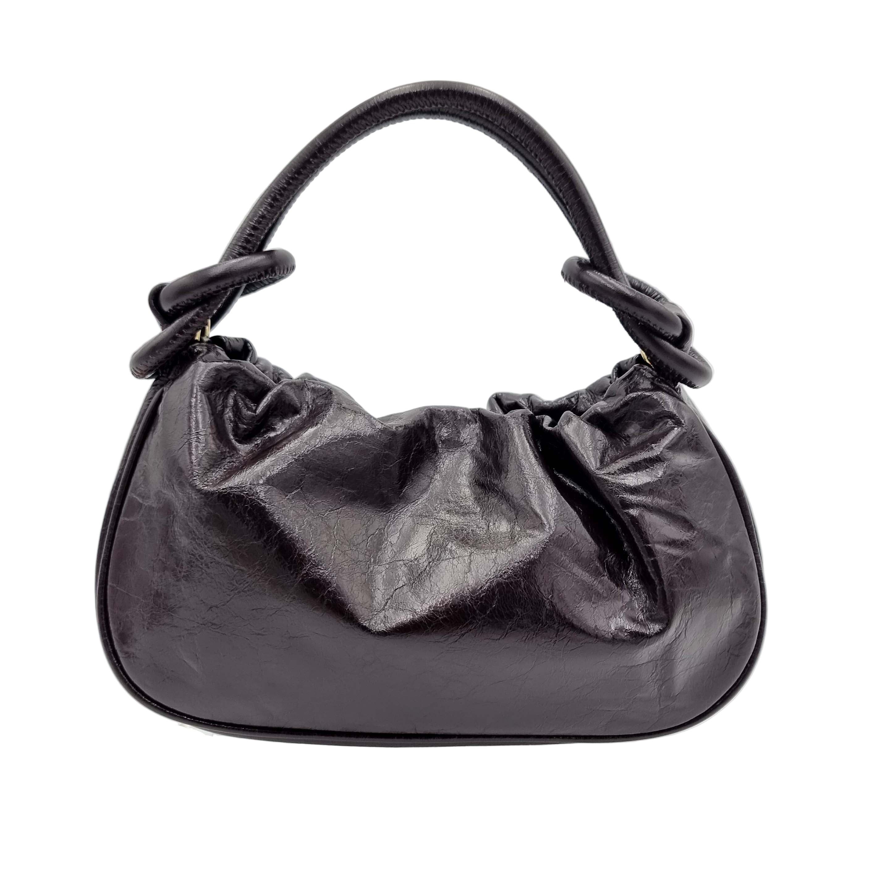 Premium real leather satchel handbag crossbody bag deep red brown