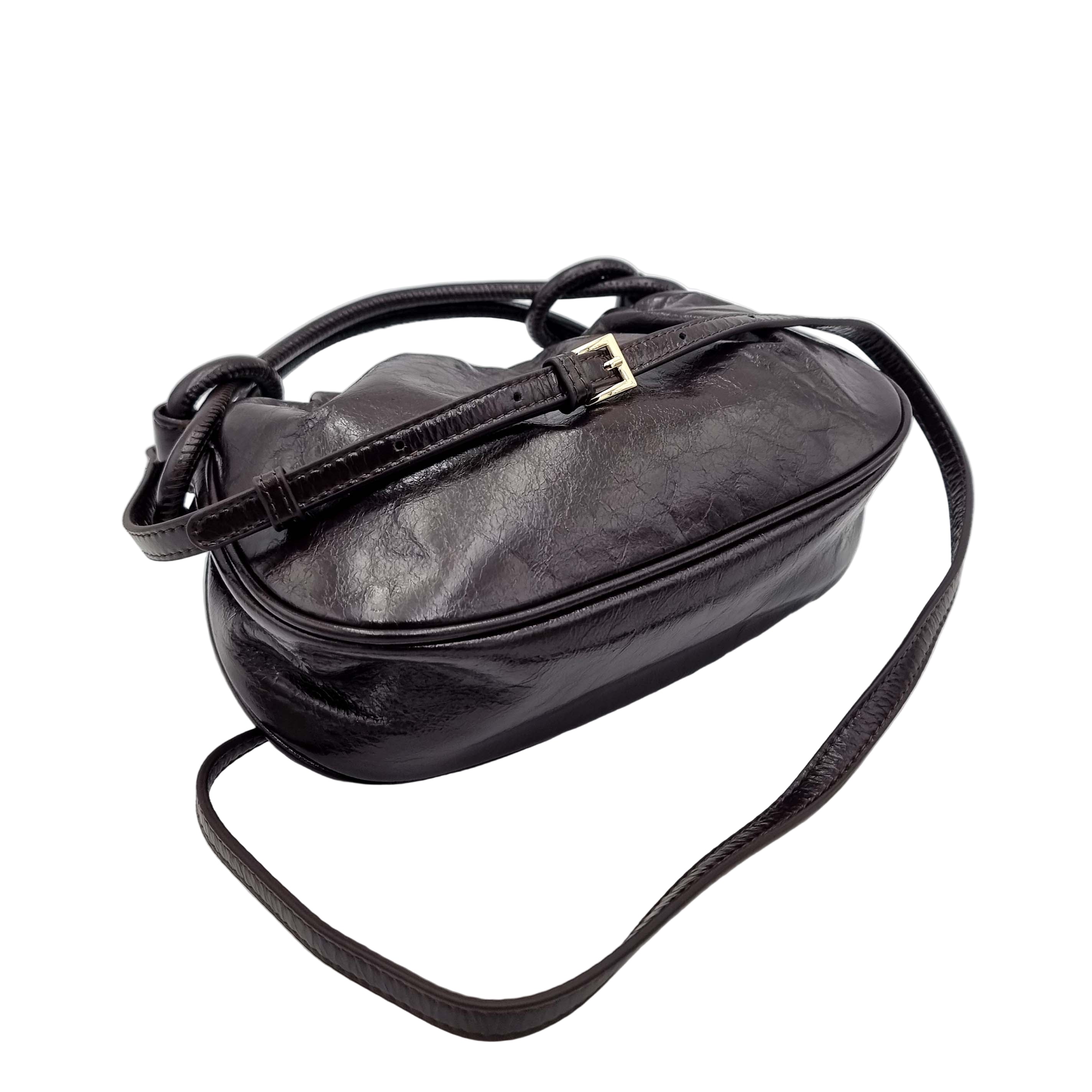 Premium real leather satchel handbag crossbody bag deep red brown