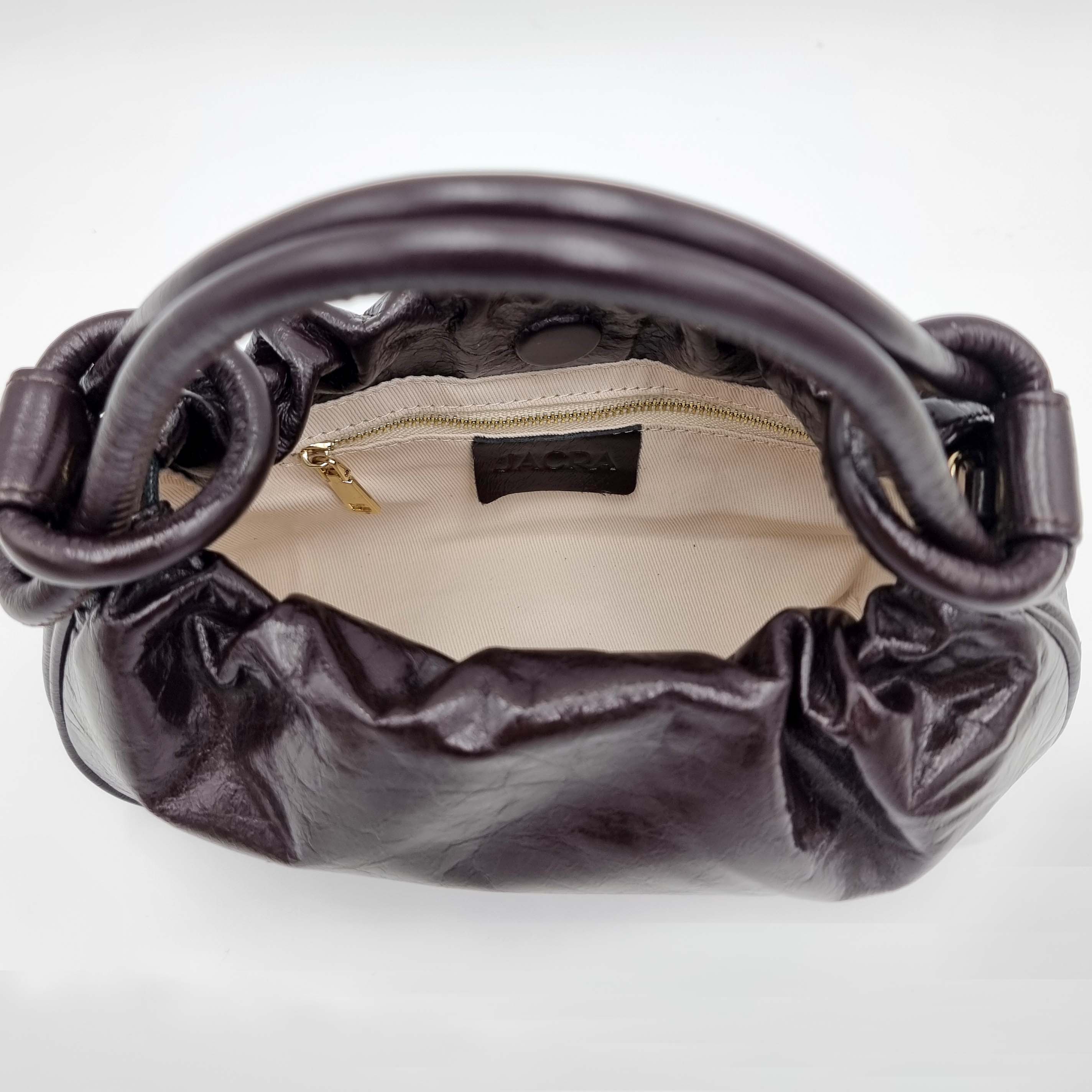 Premium real leather satchel handbag crossbody bag deep red brown