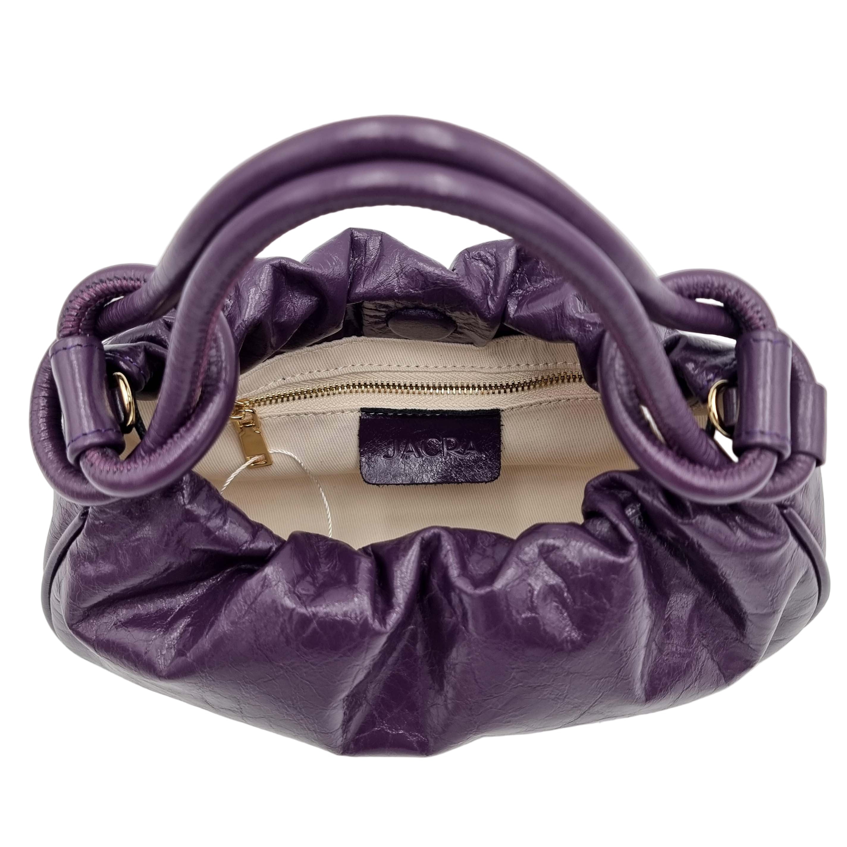 premium real leather knotted handle satchel handbag crossbody purple bag