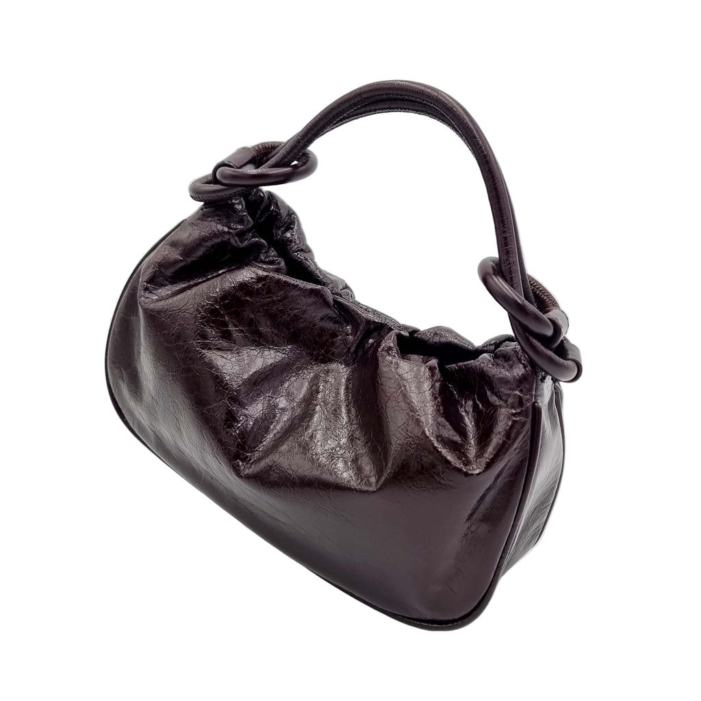 premium real leather knotted handle satchel handbag crossbody coffee bag