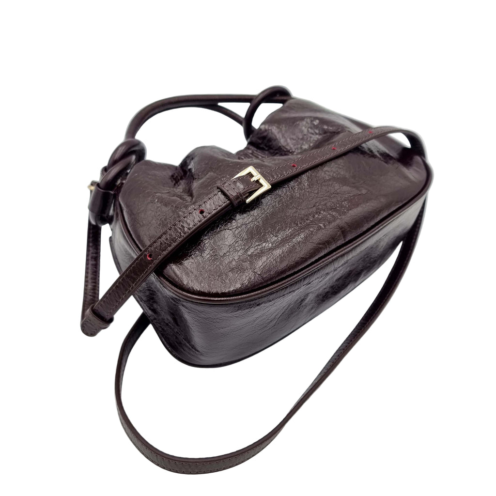 premium real leather knotted handle satchel handbag crossbody coffee bag