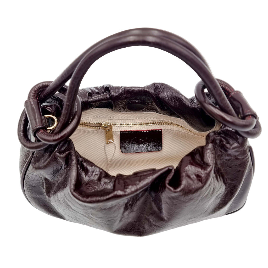 premium real leather knotted handle satchel handbag crossbody coffee bag